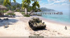 Красочный летний ангар "Тихий пляж" для World of tanks 0.9.22.0.1 WOT